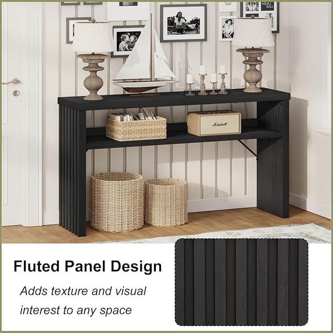 BON AUGURE Console Table with Storage, Wooden Couch Tables Behind Sofa - Image 3
