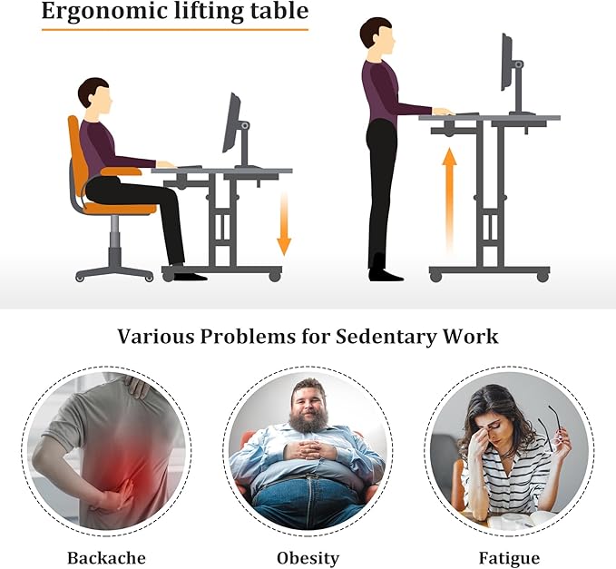 Small Standing Desk with Wheels, Mobile Stand Up Desk, Portable Standing Table - Image 5