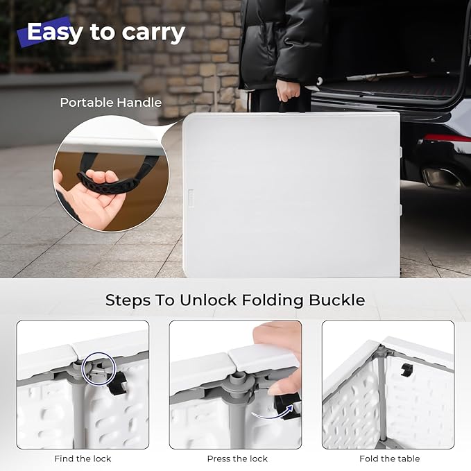 Folding Table 6ft Portable Heavy Duty Plastic Fold-in-Half Utility Foldable - Image 7