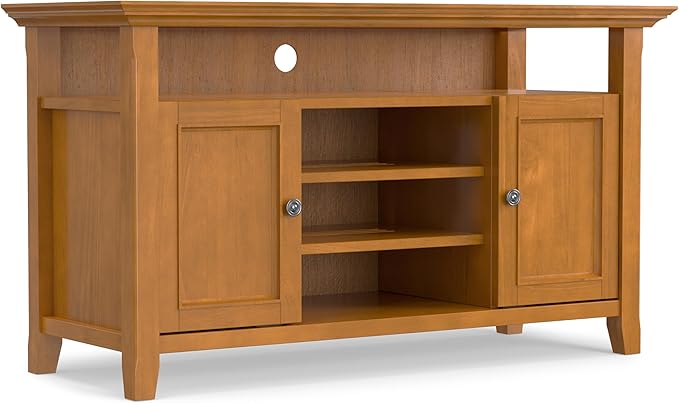 SIMPLIHOME Amherst 54-inch Wide Solid Wood TV Stand in Light Golden Brown by SimpliHome
