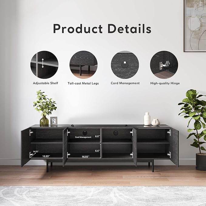 POVISON Full Assembled Mid-Century Modern TV Stand - Image 5