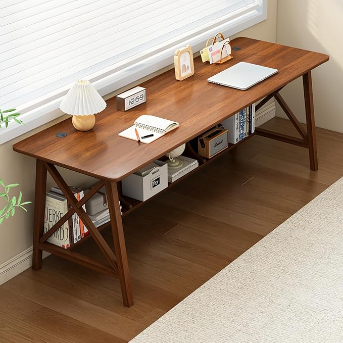 Extra Long Desk with Bookshelf by NELYE