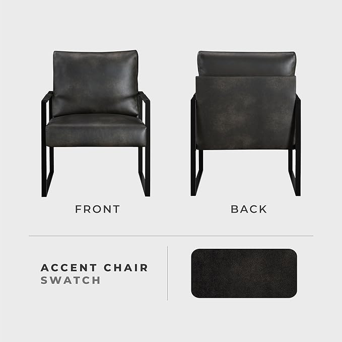 Lexicon Modern Accent Chair, Faux Leather Upholstered Living Room Chair - Image 4