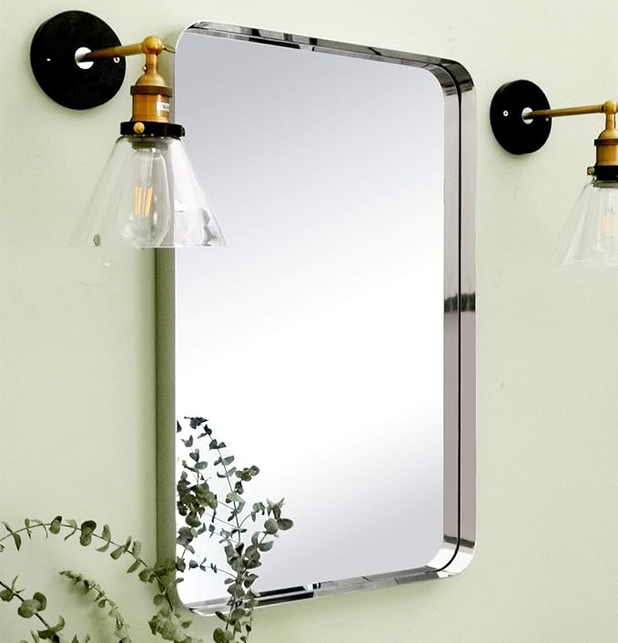 TEHOME 20x30 inch Chrome Metal Framed Bathroom Mirror by TEHOME