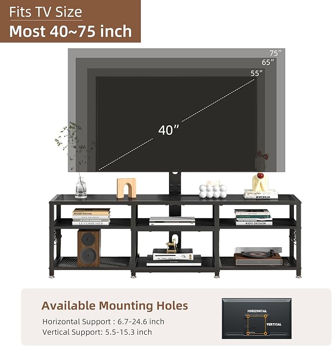VECELO 63" TV Stand with Mount and Power Outlets, Entertainment Center Console - Image 4