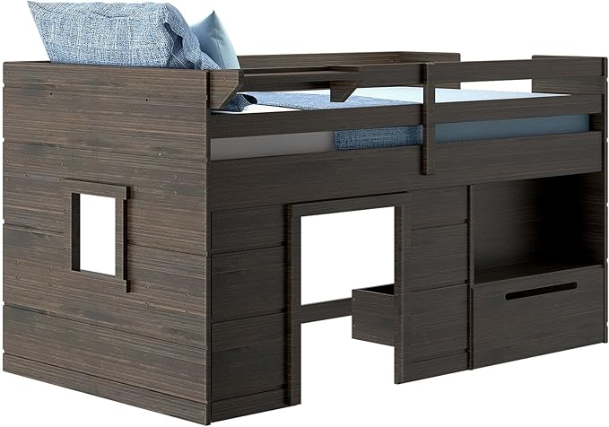 Max & Lily Loft Bed Twin Size, Solid Wood Low Loft Bed - Image 3