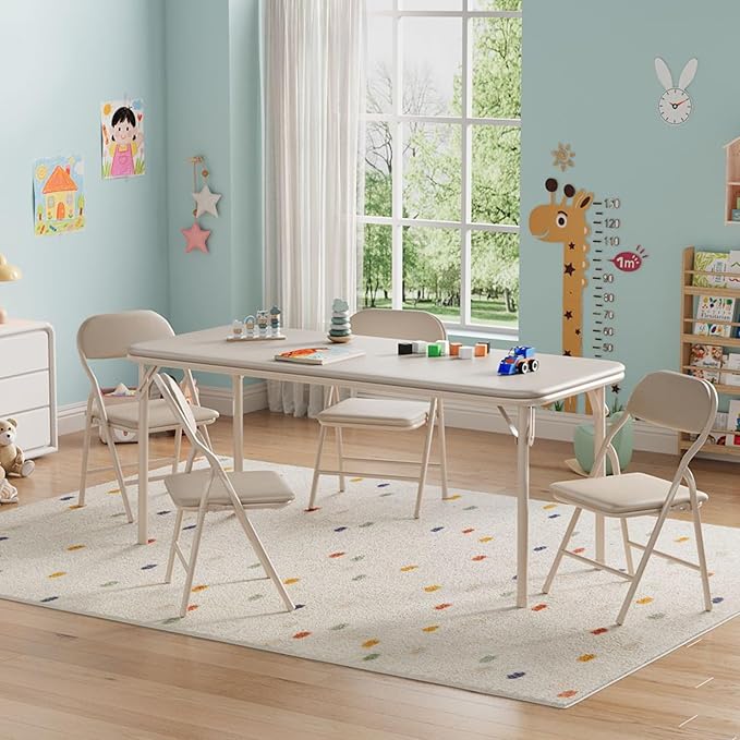 IDEALHOUSE 5 Piece Folding Kids Table and Chairs Set, Children Activity Table by IDEALHOUSE