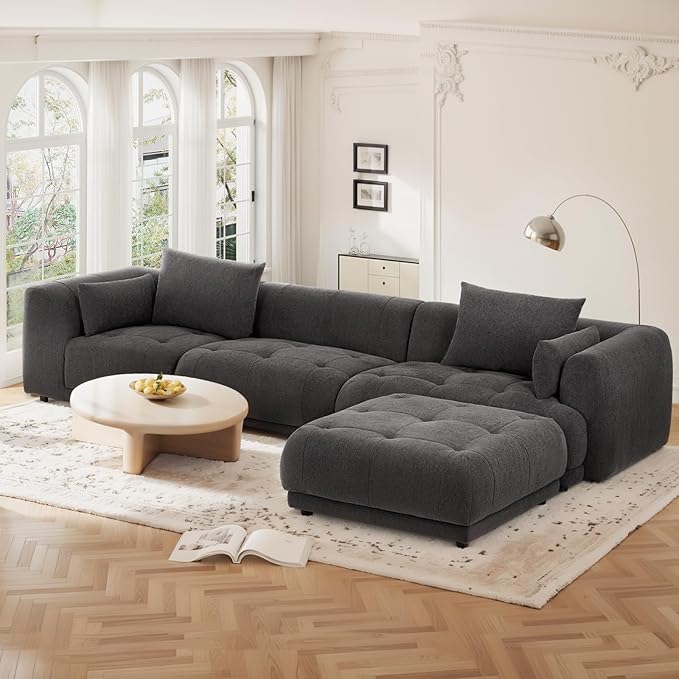 COLAMY 144" Modular Sectional Chenille Couch by COLAMYINC