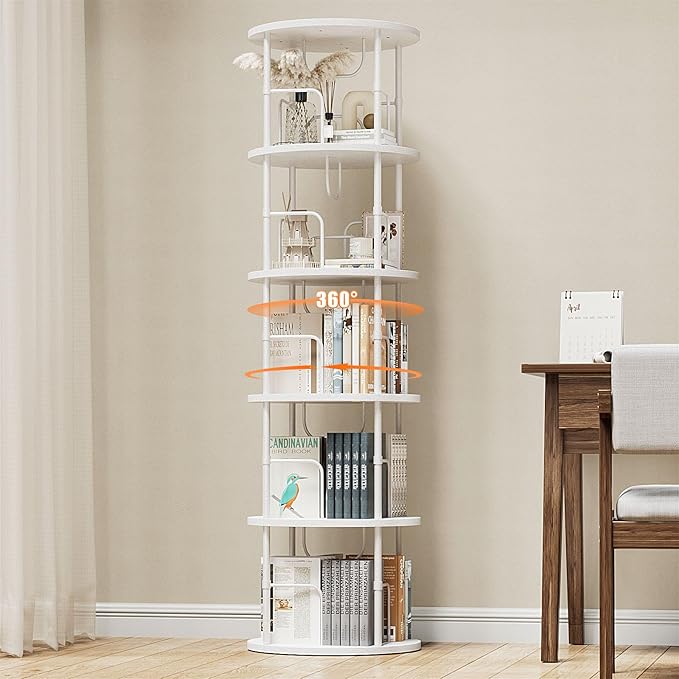 5 Tier Rotating Bookshelf, 360 ° Display Stackable Spinning Bookshelf Tower by ALLSTAND