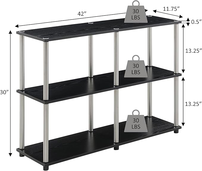 Convenience Concepts Designs2Go No Tools 3 Tier Wide Console Table 42" - Image 3