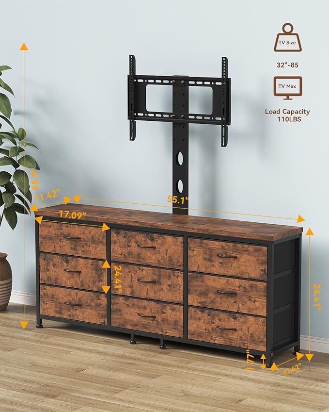 TV Stand with Mount for 32/55/65/75/85 inch TVs, Entertainment Center with 9 - Image 2