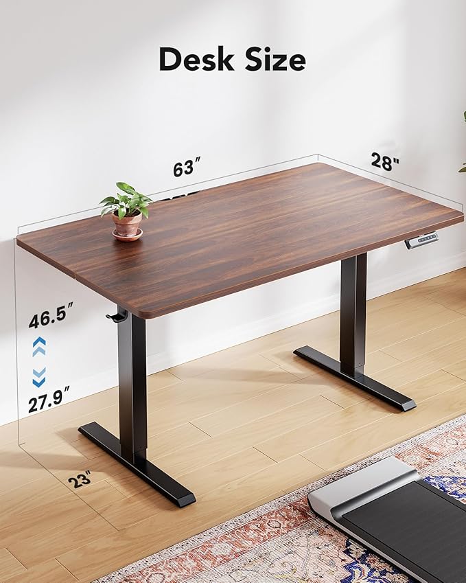 HUANUO 63" x 28" Electric Standing Desk Adjustable Height, 4 Memory Height - Image 3