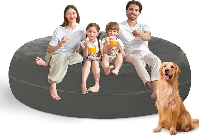 7FT Bean Bag Chair with Ultra Soft Velvet Cover Bean Bag Sofa with Memory Foam by Unknown