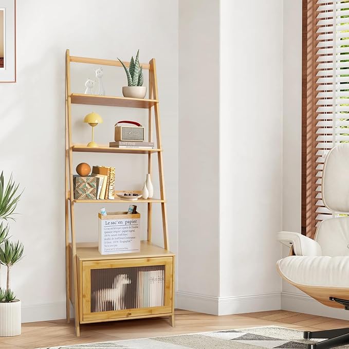 5-Tier Bamboo Ladder Bookshelf - Image 5
