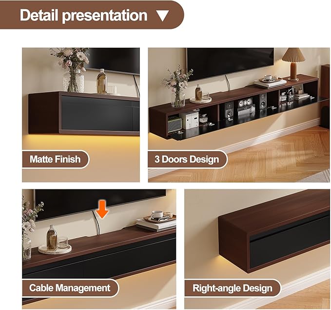 Floating TV Stand Matte Finish, Floating TV Console, Under TV Shelf - Image 5