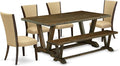 East West Furniture V777VE703-6 6 Piece Dining Set Contains a Rectangle Dining by EastWestFurniture