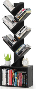6 Tier Tree Bookshelf, Sturdy Retro Floor Standing Wood Bookcase, Storage Rack by ART-GIFTREE