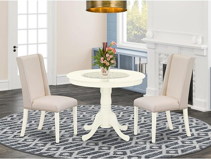 East West Furniture ANFL3-LWH-01 3 Piece Dining Room Furniture Set Contains a - Image 6