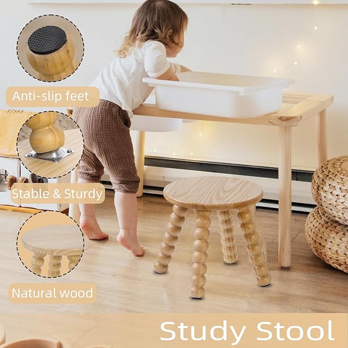 Solid Wooden Step Stool for Kids Adults, 10 inch Short Chair Perfect Matched - Image 2
