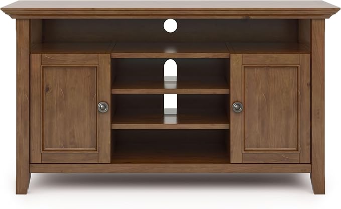 SIMPLIHOME Amherst 54-inch Wide Solid Wood TV Stand in Medium Saddle Brown - Image 5