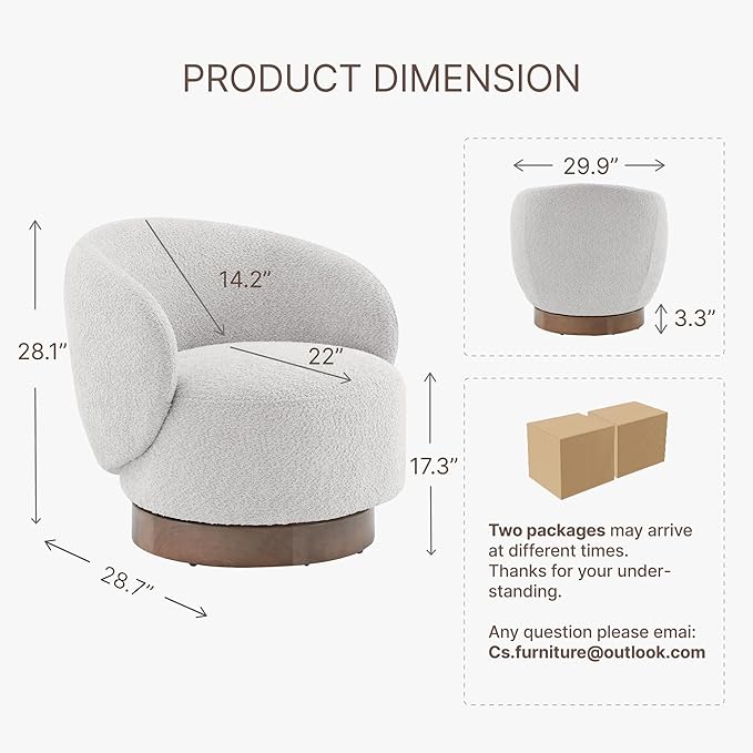 Swivel Accent Chair Round Barrel Armchair Upholstered Performance Fabric - Image 2