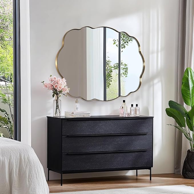 ANDY STAR Oval Bathroom Mirror, 30x40 Inch Scalloped Wall Mirror, Modern - Image 3