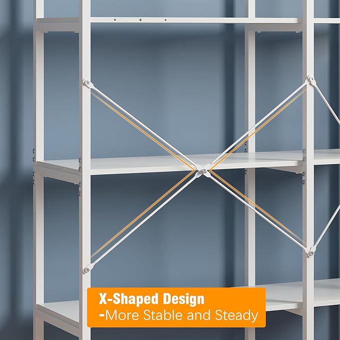 Tohomeor Bookshelf 5 Tier Deformable Corner Bookcase Free Standing Modern - Image 5