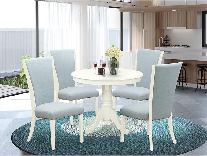 East West Furniture ANVE5-LWH-15 5 Piece Dining Room Furniture Set Includes a - Image 6
