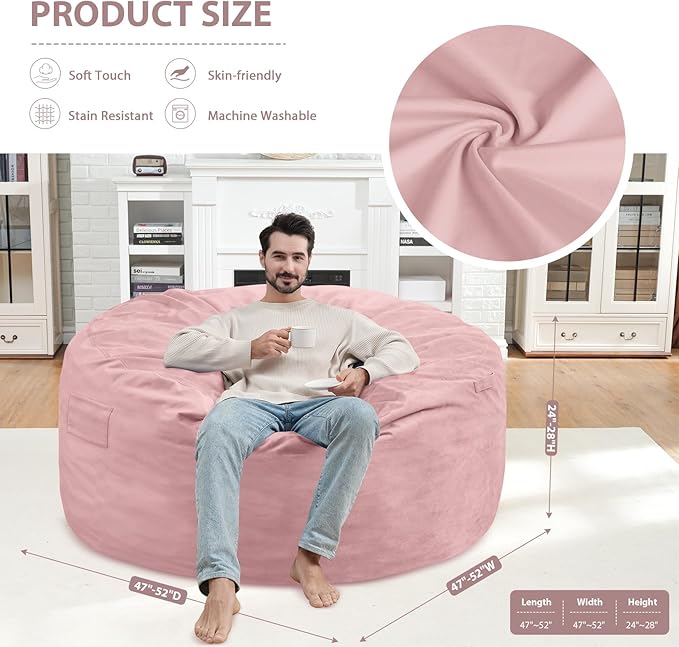 5FT Bean Bag Chair, Large Bean Bag Chairs - Image 3