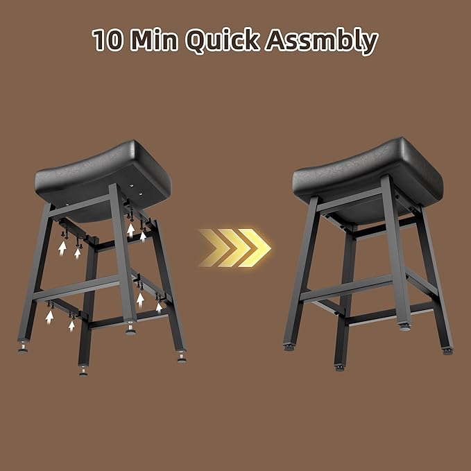 Counter Height Bar Stools Set of 3, 24 Inch Backless BarStools - Image 9