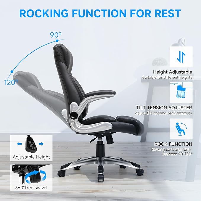 COMHOMA Big and Tall Office Chair, High Back Leather Executive Chair - Image 4