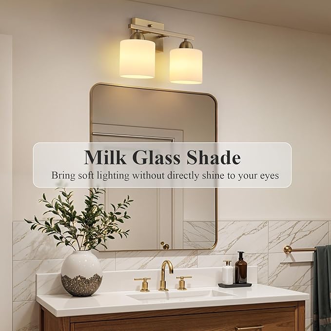 Stainless Steel Milk Glass Vanity Lights - Image 2