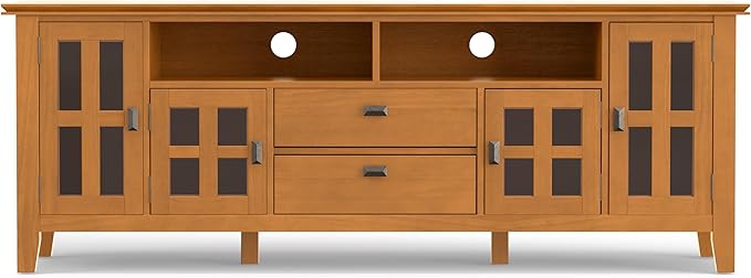 SIMPLIHOME Artisan SOLID WOOD 72 inch Wide Transitional TV Media Stand in Honey - Image 5