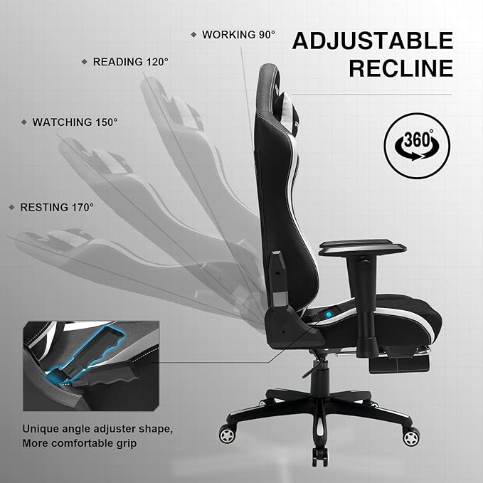 GTRACING Gaming Chair with Footrest, Fabric Breathable Big and Tall Ergonomic - Image 6