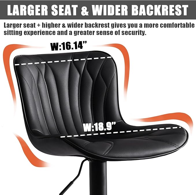 YOUNIKE Single Black Bar Stools Modern Swivel Counter Height Bar Chair - Image 3