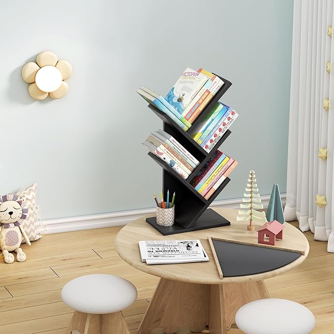 Hoctieon 4 Tier Tree Bookshelf, 4 Shelf Bookcase, Free Standing Tree Bookcase - Image 6