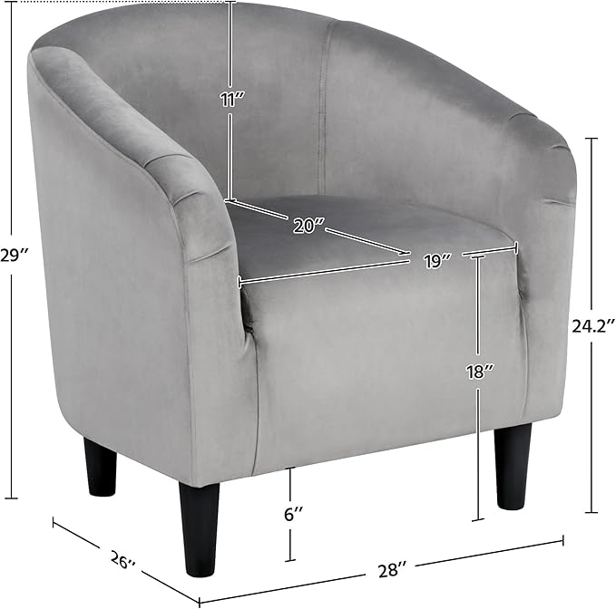 Yaheetech Living Room Chair, Velvet Accent Upholstered Barrel Sitting Chair - Image 3