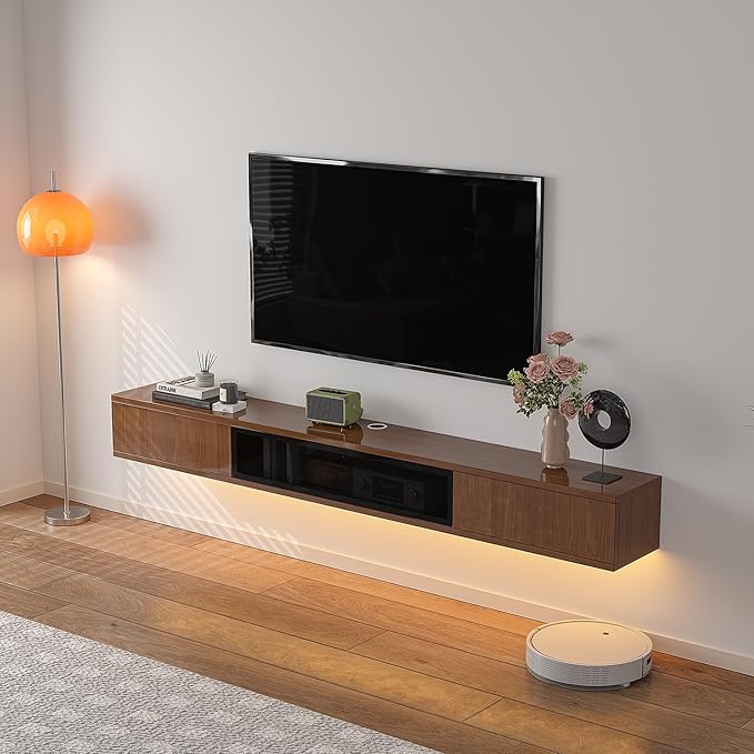 High Gloss Floating TV Stand, Under TV Floating Shelf, Floating TV Cabinet - Image 2