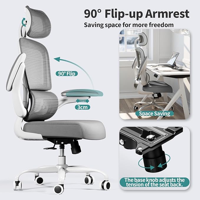 Office Chair Ergonomic Desk Chair, 330 LBS Home Mesh Office Desk Chairs - Image 4