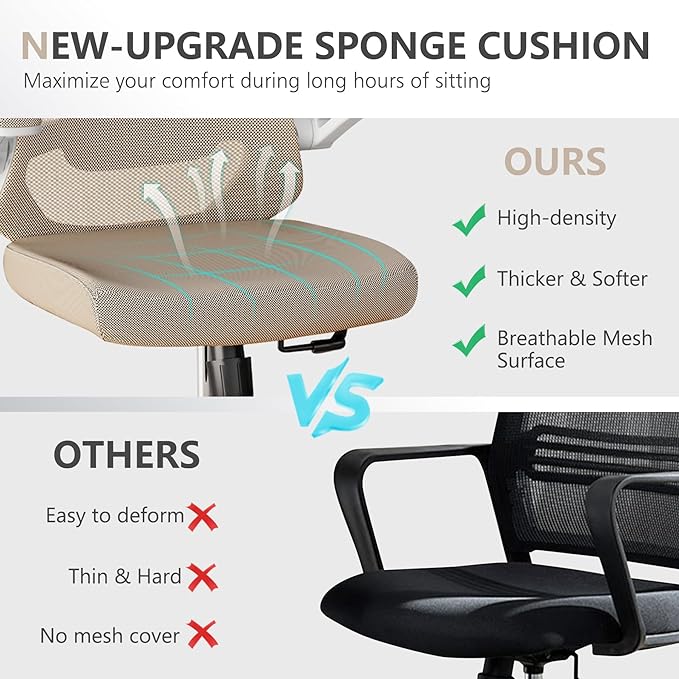 Desk Offiice Chair, Ergonomic Comfy Mesh Chair, Home High Back Gaming Executive - Image 5
