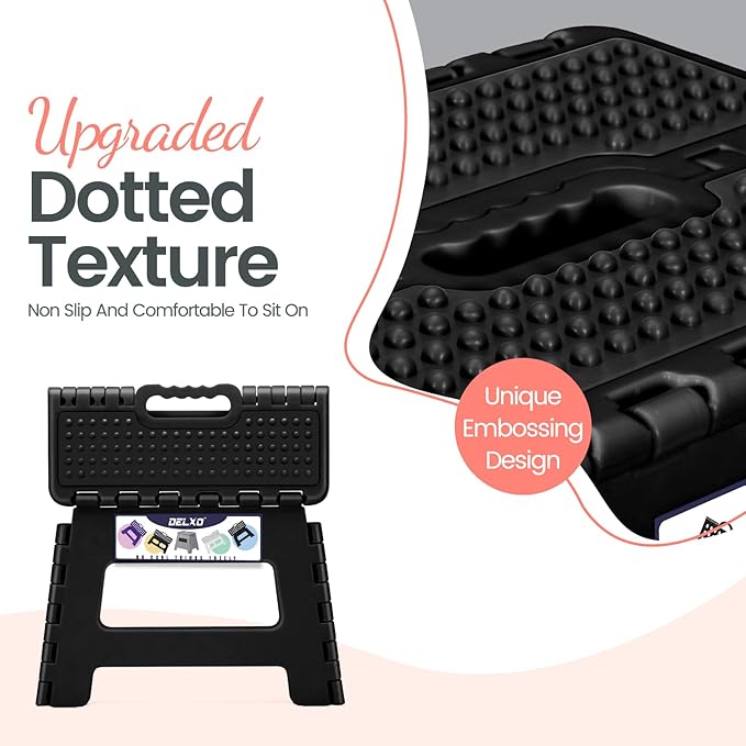 Delxo Folding Step Stool 9 Inch Non-Slip Foldable Stools Up to 300 LBS Kitchen - Image 3