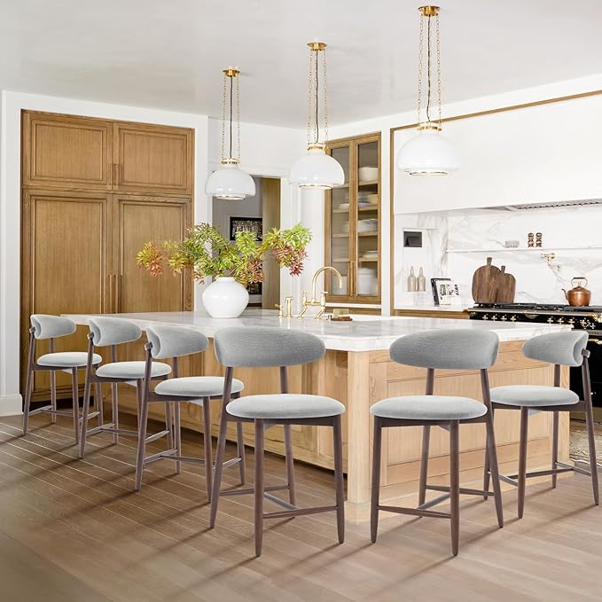 COLAMY Bar Stools Set of 6, Counter Height Bar Stools, Wood Bar Stools by COLAMYINC