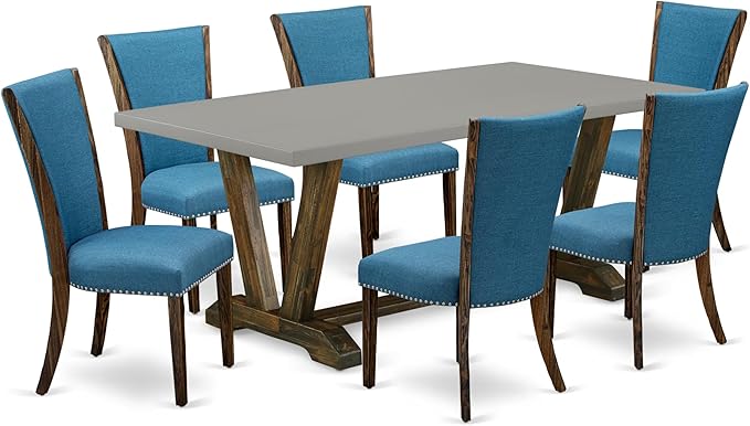 East West Furniture V797VE721-7 7 Piece Dining Table Set Consist of a Rectangle by EastWestFurniture