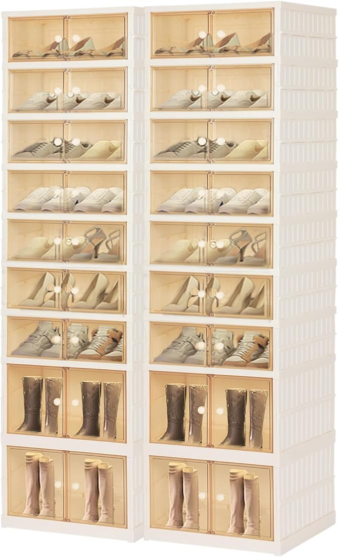 Foldable Shoe Organizer Storage Box, Portable Extra Large Folding Shoe Rack by Tykacna