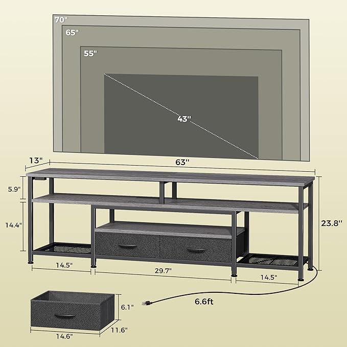 Huuger TV Stand for 65 70 Inch TV, Entertainment Center - Image 6