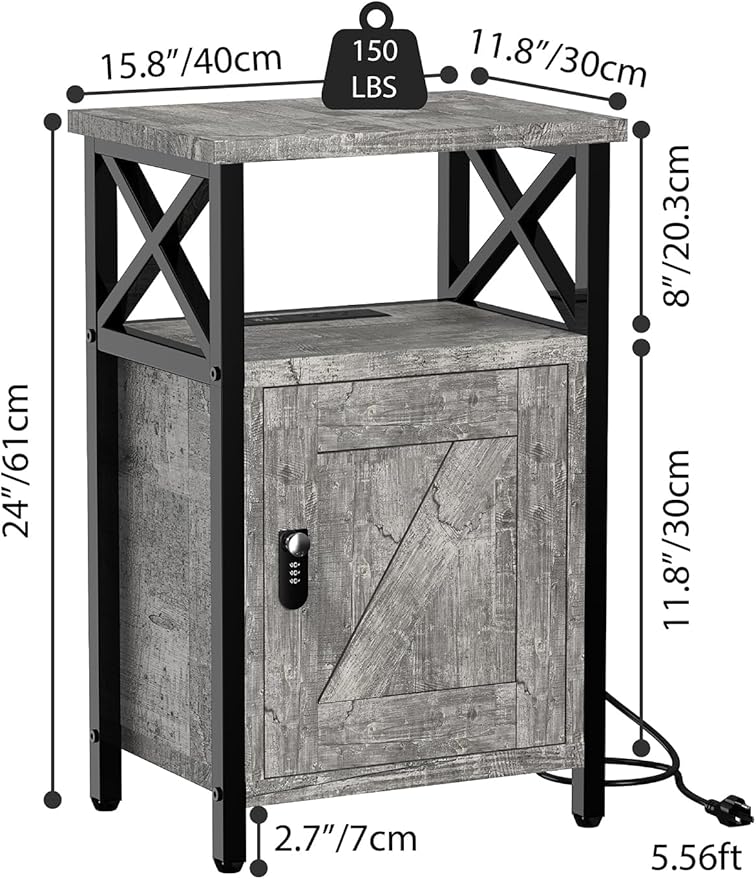 Wooden Nightstand with Lock, Bed Side Table with Drawers, Bedside Table with - Image 3