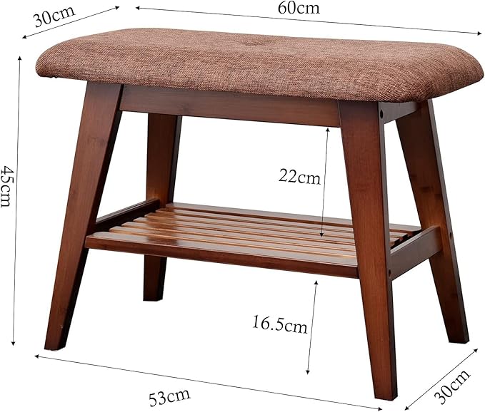 Shoe Entryway Bench, Bamboo Shoe Rack Bench, Organizer - Image 3