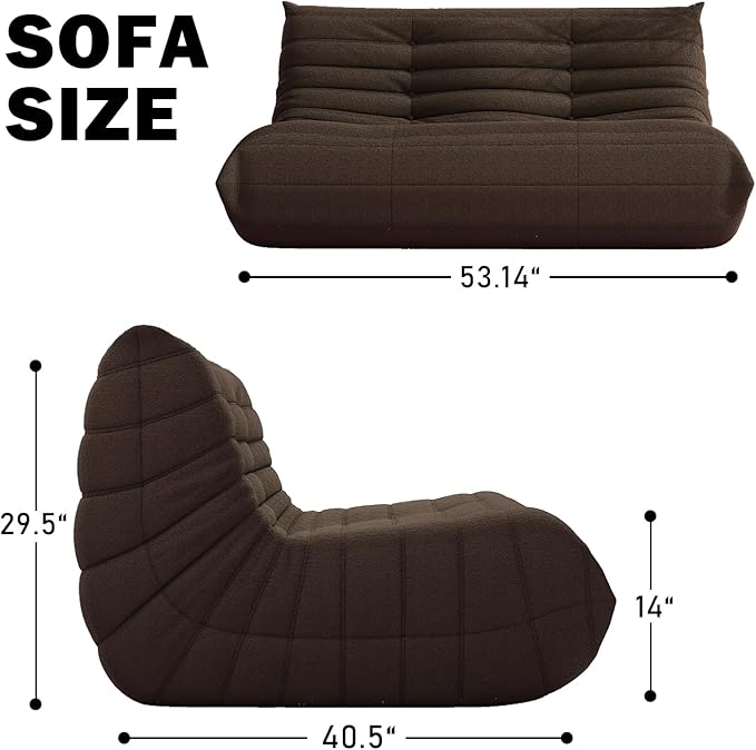 Bean Bag Chair, Loveseat Fireside Chair Bean Bag Sofa Large Bean Bag Chair - Image 2