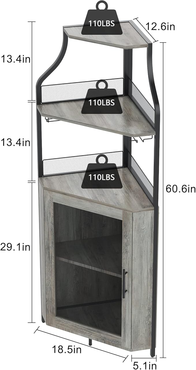 GAOMON Corner Wine Cabinet - Image 2