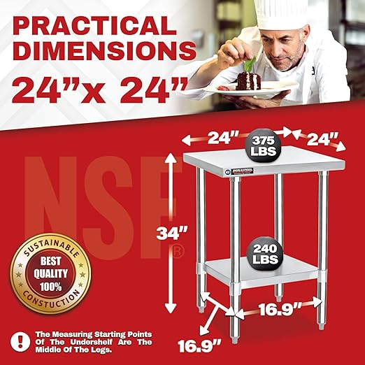 DuraSteel 24x24 Stainless Steel Prep Table - Image 2